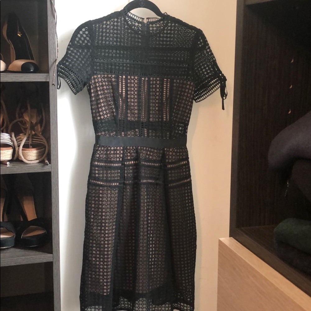 Self portrait black cut out dress with pockets